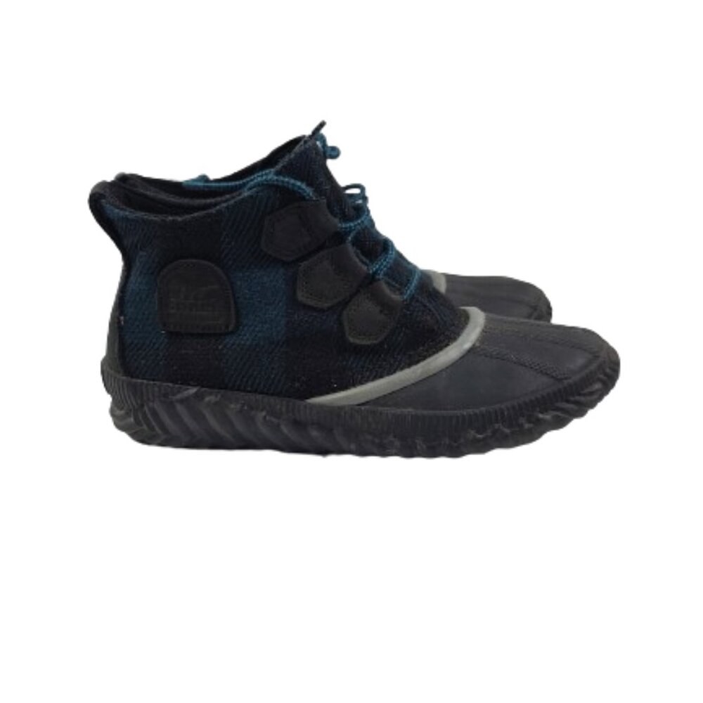 Sorel Women's Rain Blue Out N About Plus Plaid Ankle Duck Boots Size US 8
